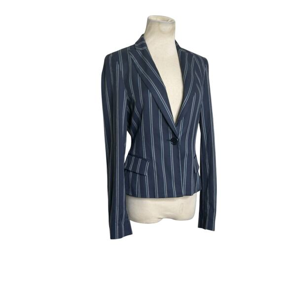 BCBGMaxAzria blue gray pinstripes long sleeves blazer size XS - Picture 12 of 15